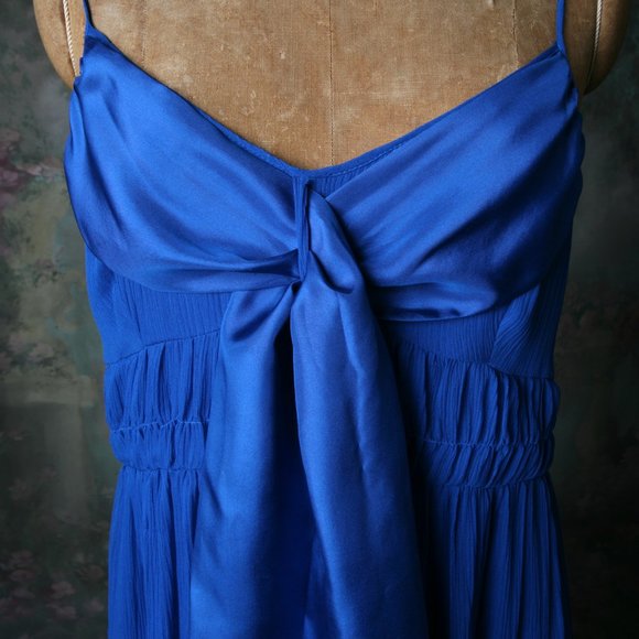 Moulinette Soeurs Anthro Blue Silk Tie Dress Sz10 - Picture 8 of 16